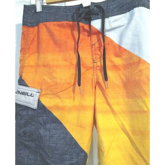 O'neill Mens Board Shorts Black Orange Gray Swim Short Surf Beach Size 28 - Picture 5 of 7